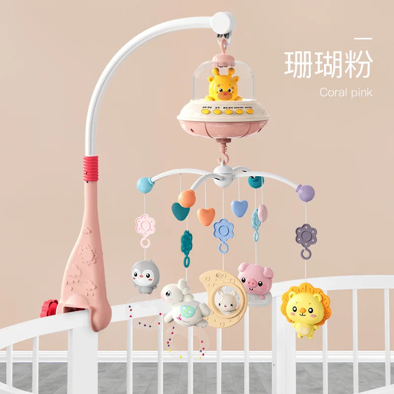 Newborn Baby Crib Musical Mobile with Lights Music Projection for Infants Remote Control Crib Toy
