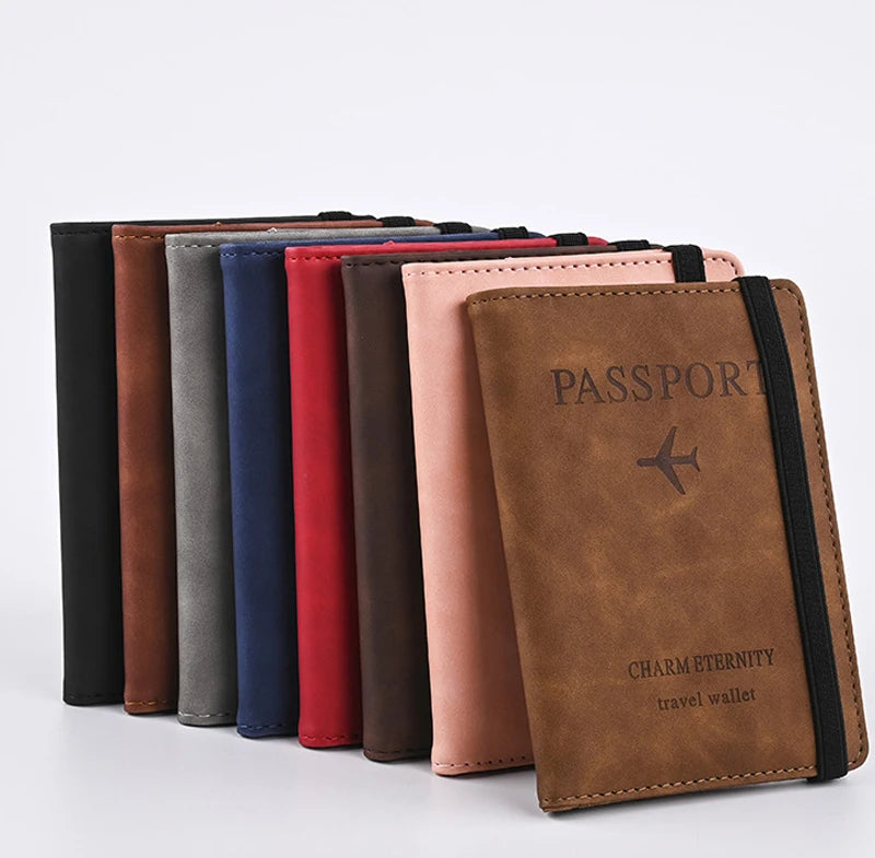 Men Leather Travel Wallet Passport Purse