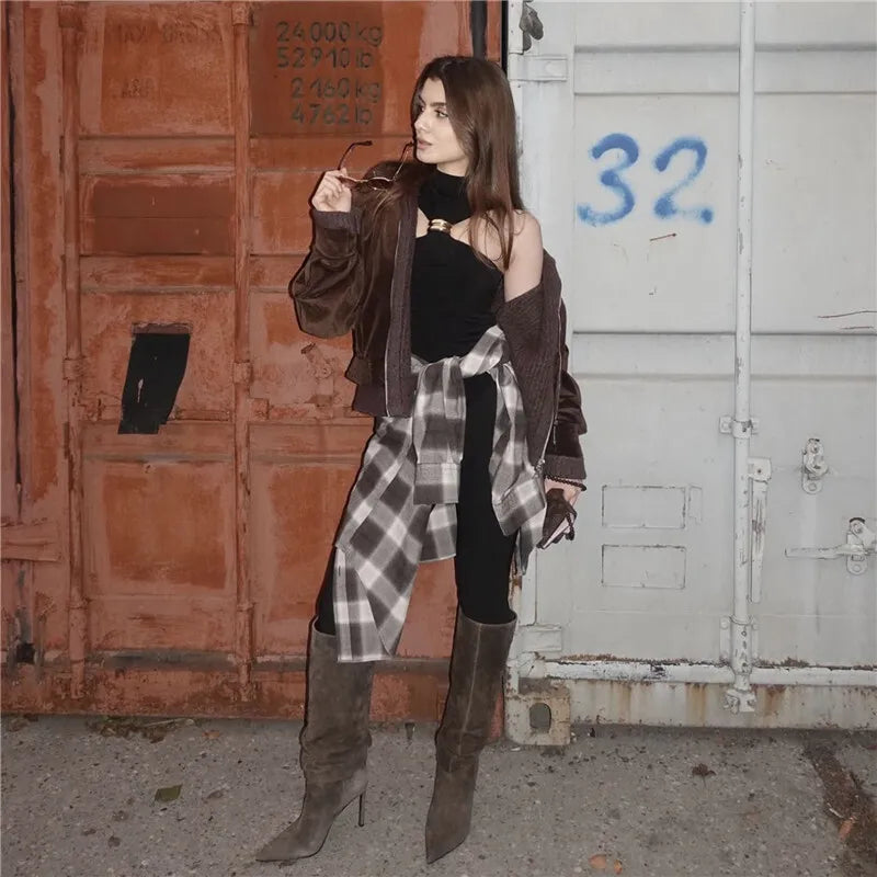 Turtleneck Basic Knit Women Tank Tops