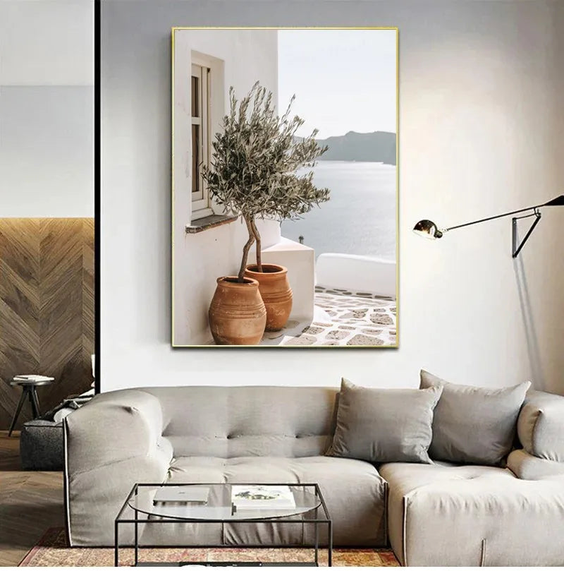 Santorini Modern Landscape Posters Prints Canvas