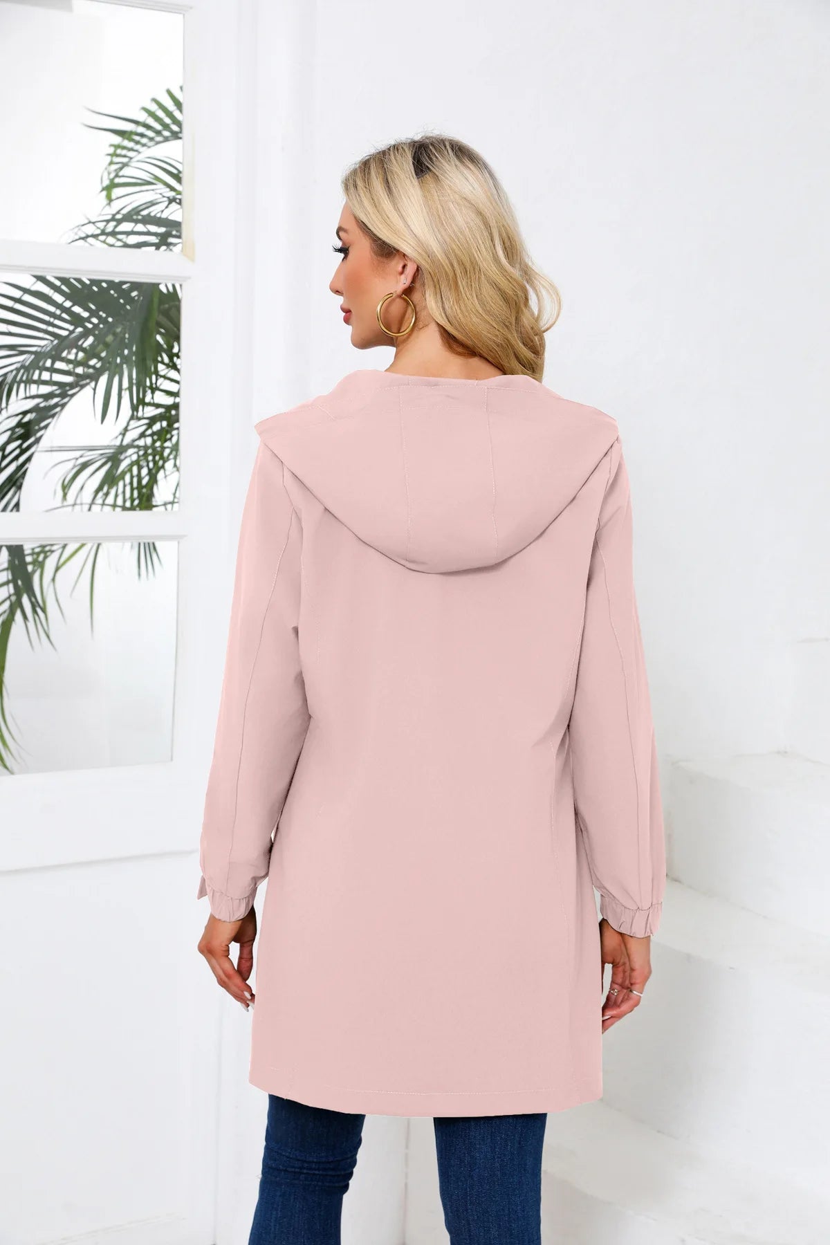 Spring Women's Hooded Long Jacket, Size S-3XL