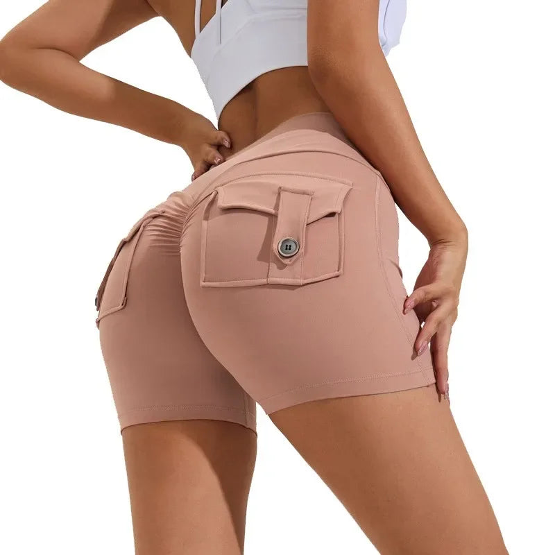 Summer Fitness Exercise Yoga Three-Quarter Pants Cargo Pocket Shorts