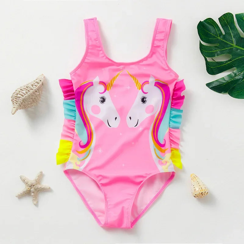 Girl Swimsuit One-Piece Mermaid Fish Scale Unicorn Children's Swimwear 2 - 8 Years
