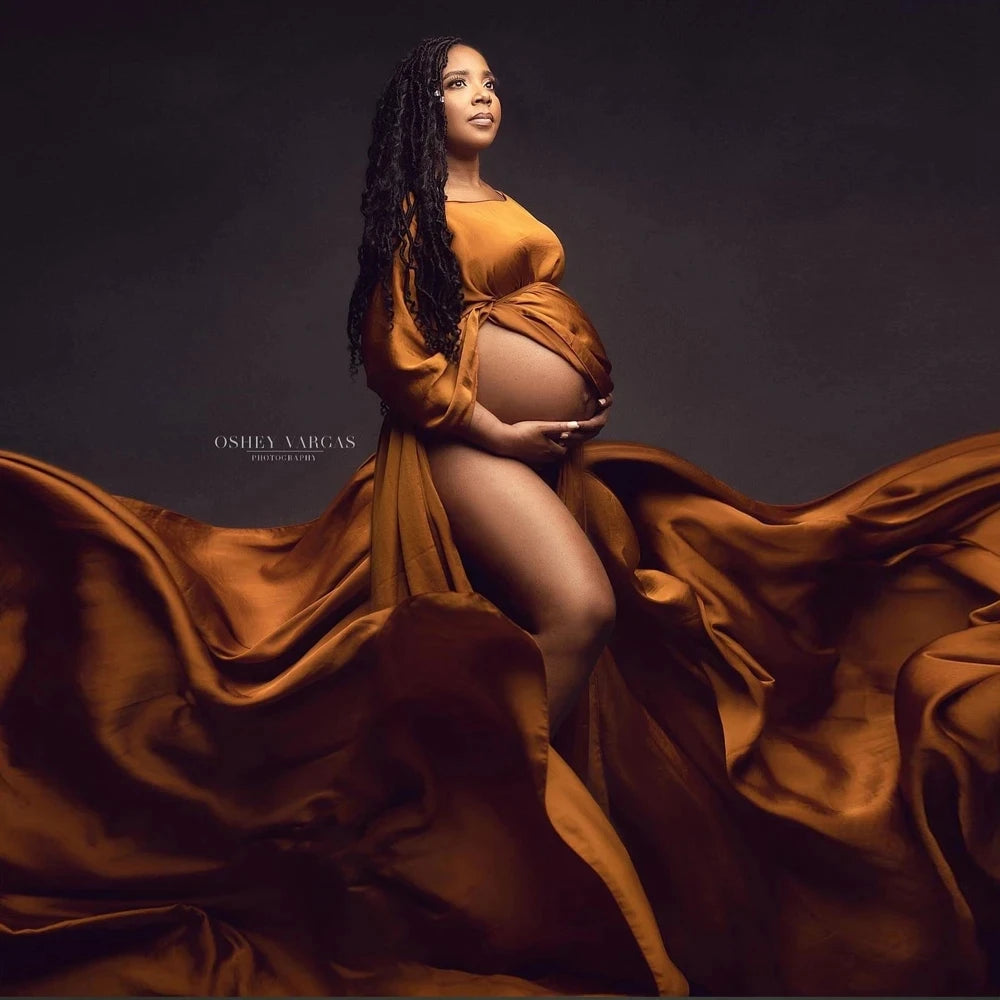 Silk Gown Maternity Photography Dress Chiffon Cloak