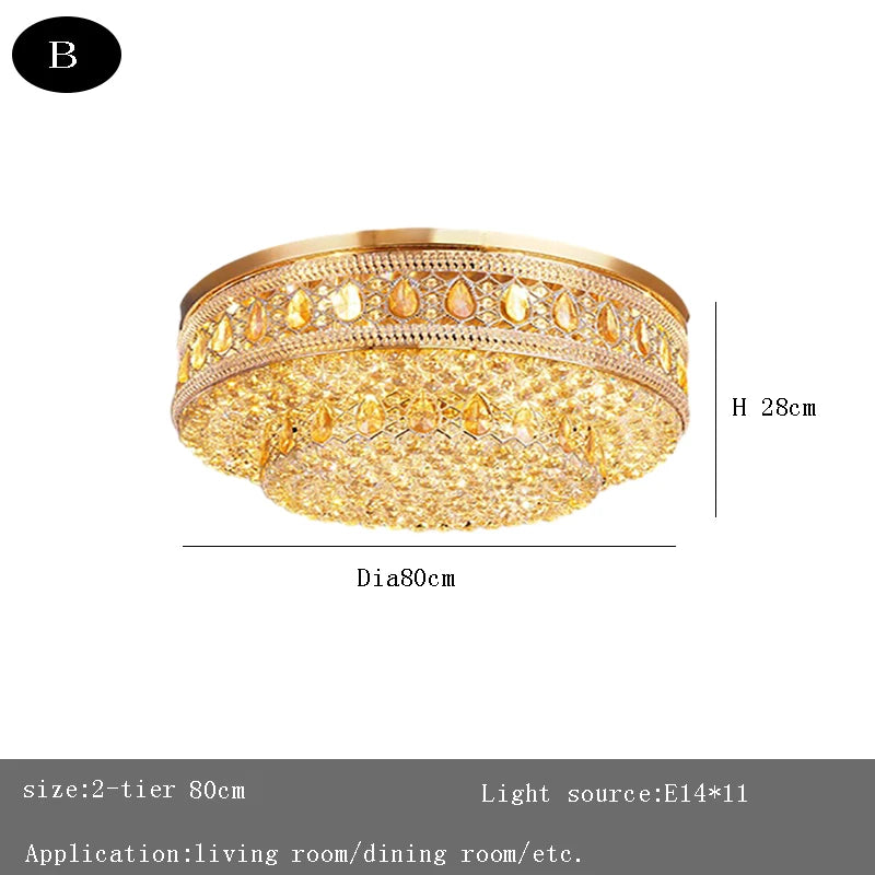 European Large Round Luxury Crystal Ceiling Chandelier