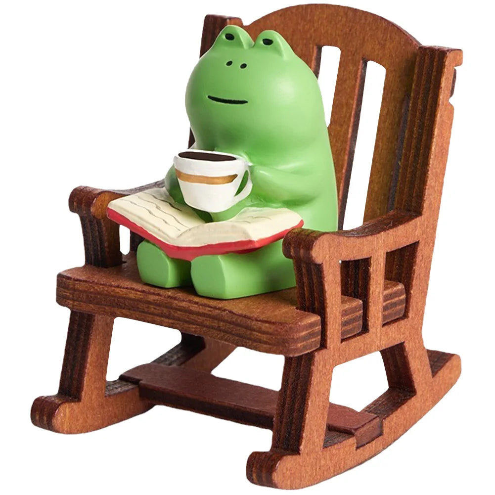 Handmade Miniature Home Office Decoration Frog Rocking Chair Lamp