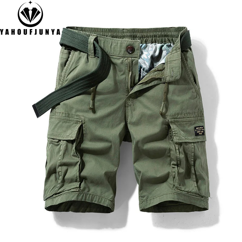Men's Summer Outdoor Leisure Soft Cotton Shorts Drawstring Buttons
