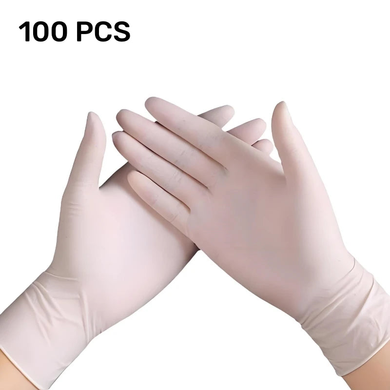 100/50/20PCS White Nitrile Gloves Disposable Waterproof Hair Care Tattoos Household Dishwashing Cleaning Tools