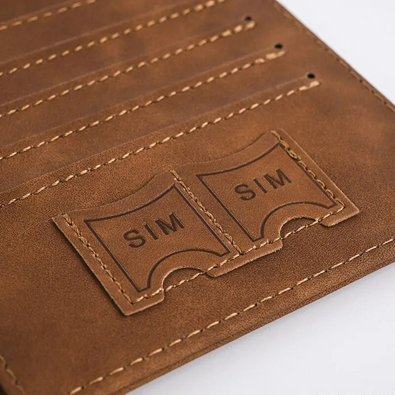 Men Leather Travel Wallet Passport Purse