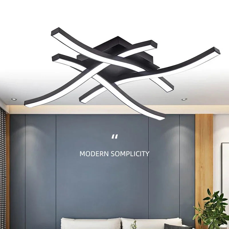 Modern LED Indoor Ceiling Light Long Wave Lamp Home Decoration