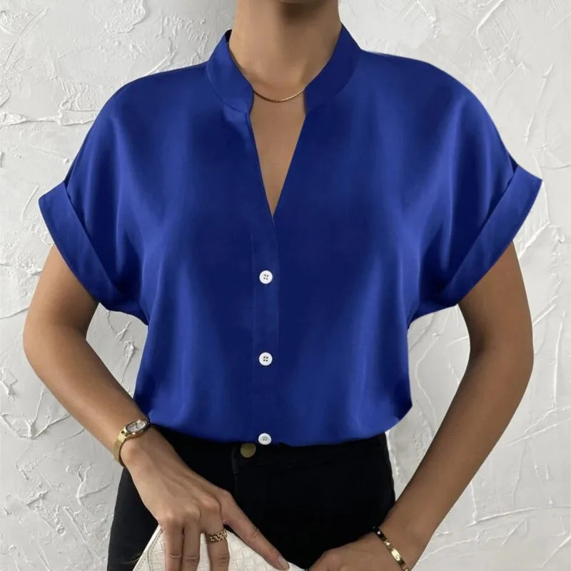 Elegant Summer V-neck Women's Shirt
