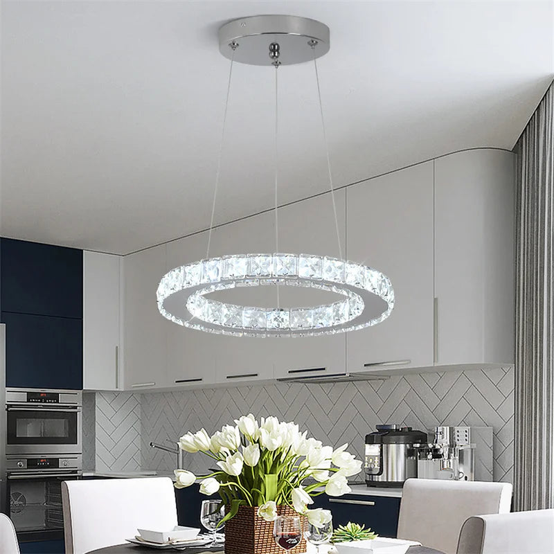 Modern Stainless Steel Ring Led Chandeliers For Dining Room Home Decor