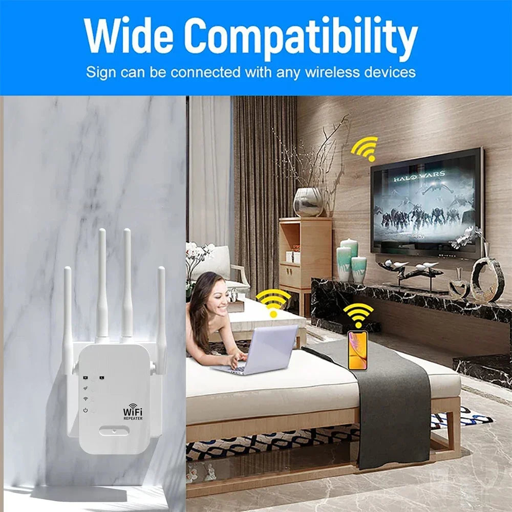 5G 2.4G Dual-band 300Mbps 1200Mbps WiFi Repeater Wireless Extender WiFi Booster Network Amplifier Long Range Signal WiFi Router