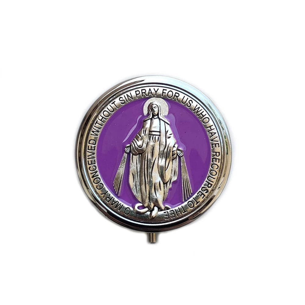 Retro Metal Guadalupe Holy Grail Saint Benedict Rosary Gift Box