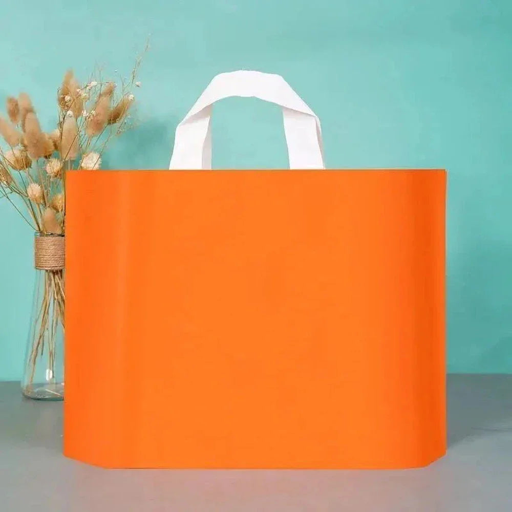 100pcs Custom Logo Colorful Shopping Bags With Handle Plastic Gift Bag Print One Color Logo On One-sided Free Design Print