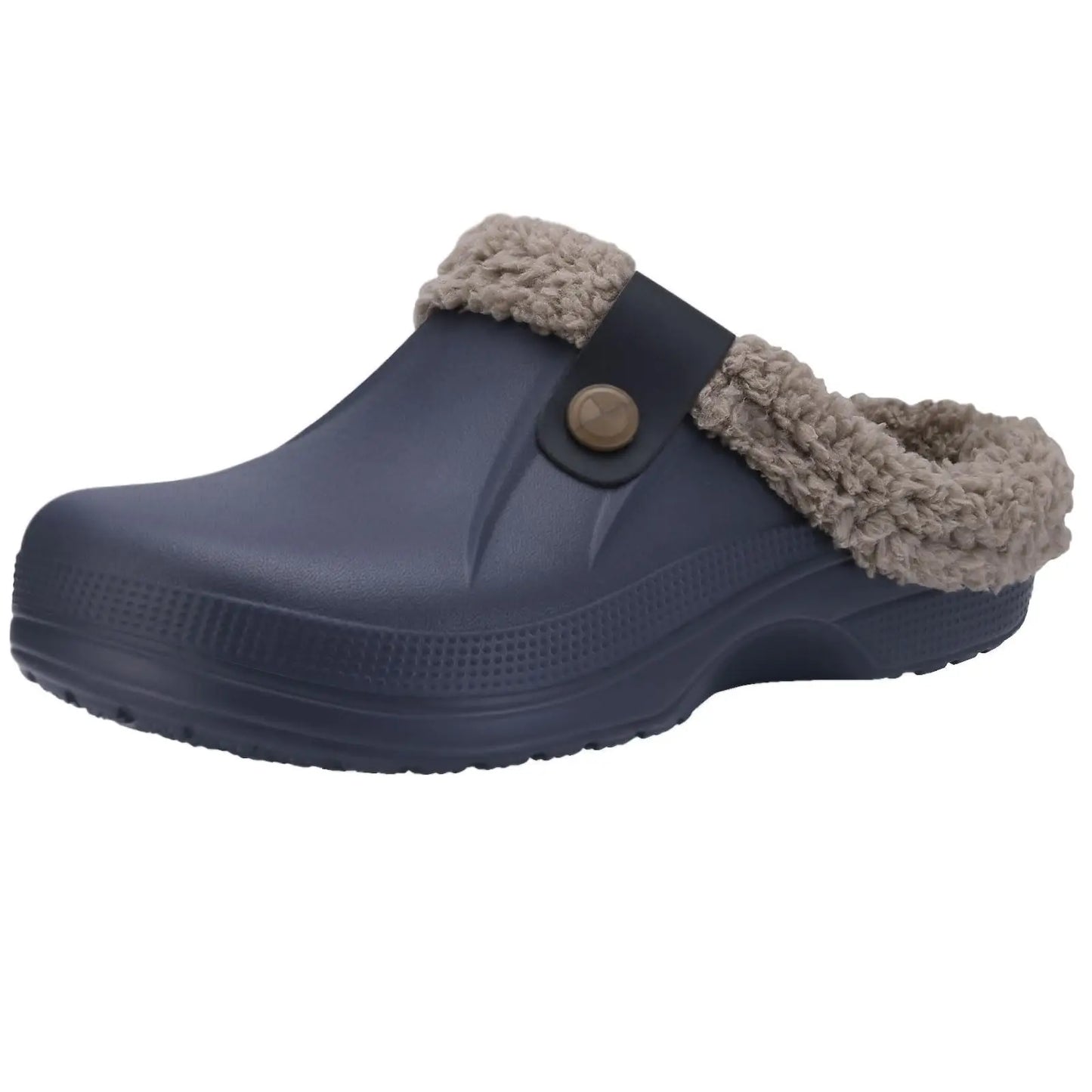 Winter Men's Fur Furry Slippers Waterproof Plush Cotton Non-slip Outdoor Shoes