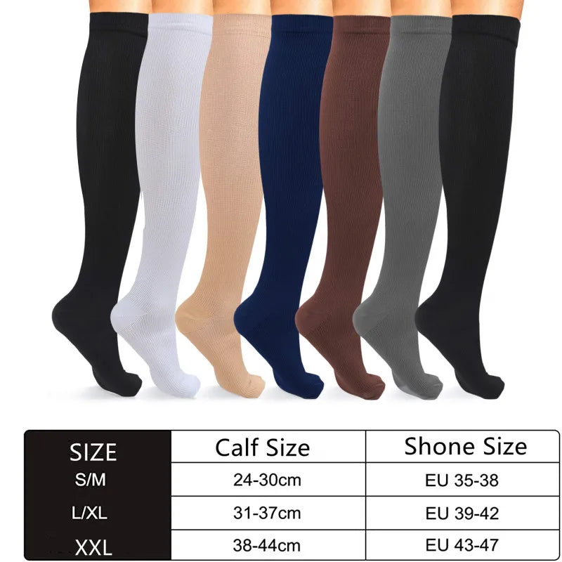 3/67 Pair Compression Stocking Women Men Knee High 30mmHg Edema Diabetes Varicose Veins Running Travel Sport Compression Socks