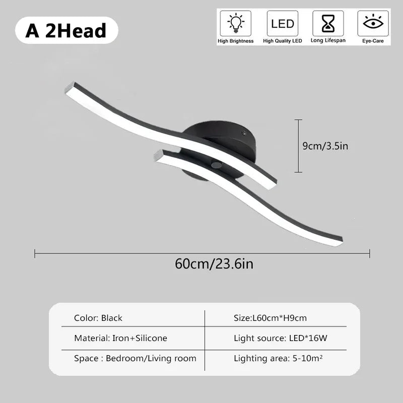 Modern LED Indoor Ceiling Light Long Wave Lamp Home Decoration