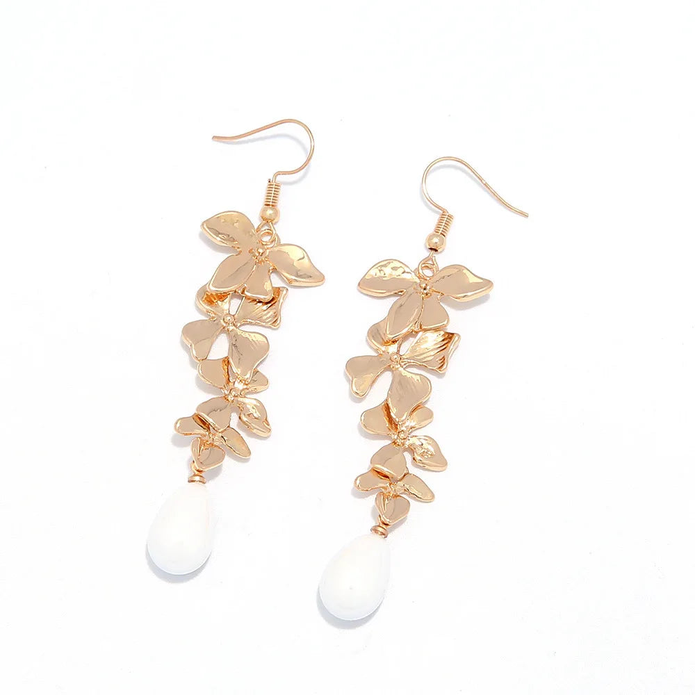 European and American new fashion personality golden leaf pearl headband bridal crown baroque party headgear