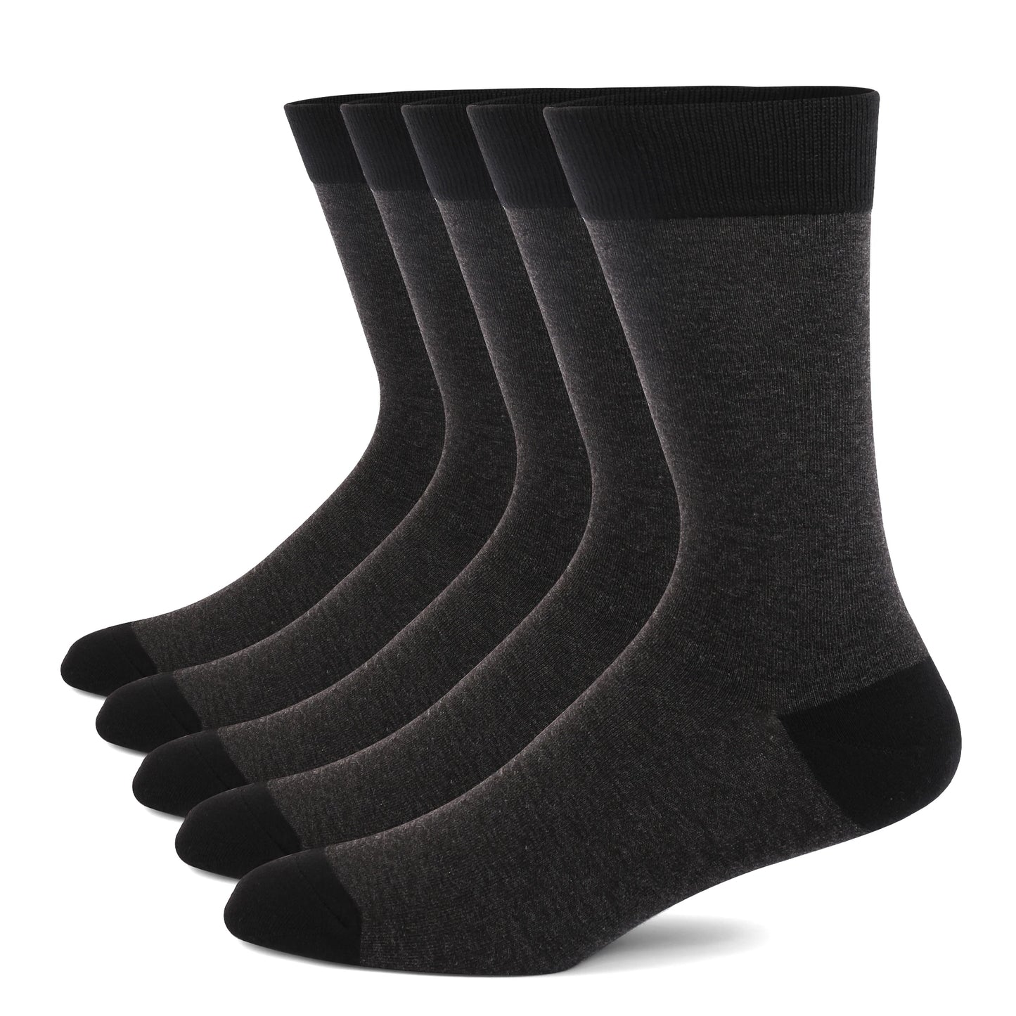 5 Pairs Men's Dress Socks High Quality Combed Cool Breathable Cotton Crew Socks Plus Size