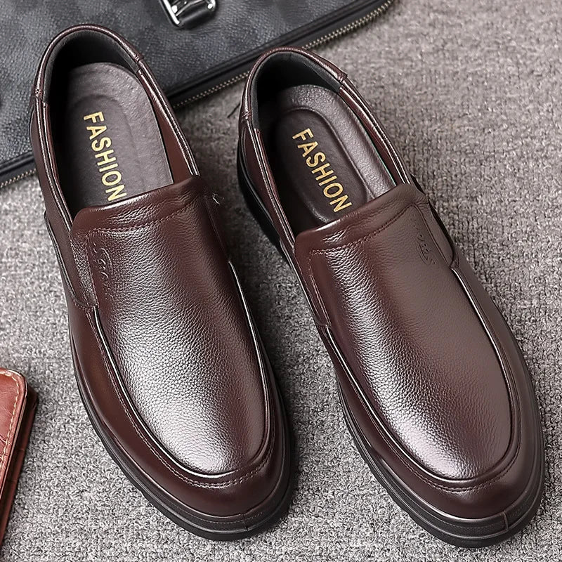 Handmade Genuine Leather Casual Soft Rubber Loafers Slip-On Shoes