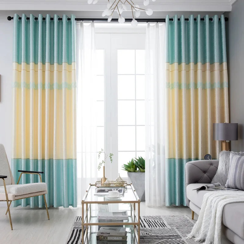 Dreamwood-Jacquard Polyester Curtain, Embroidered Double Craft Curtains, Striped Blackout, Bedroom, Living Room, New Luxury