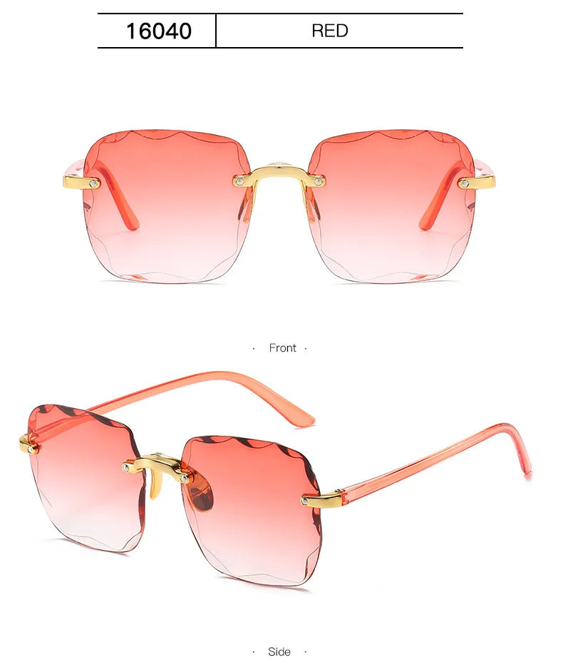 Sunglasses For Women ladies Rimless Diamond cutting Lens Brand Designer Ocean Shades