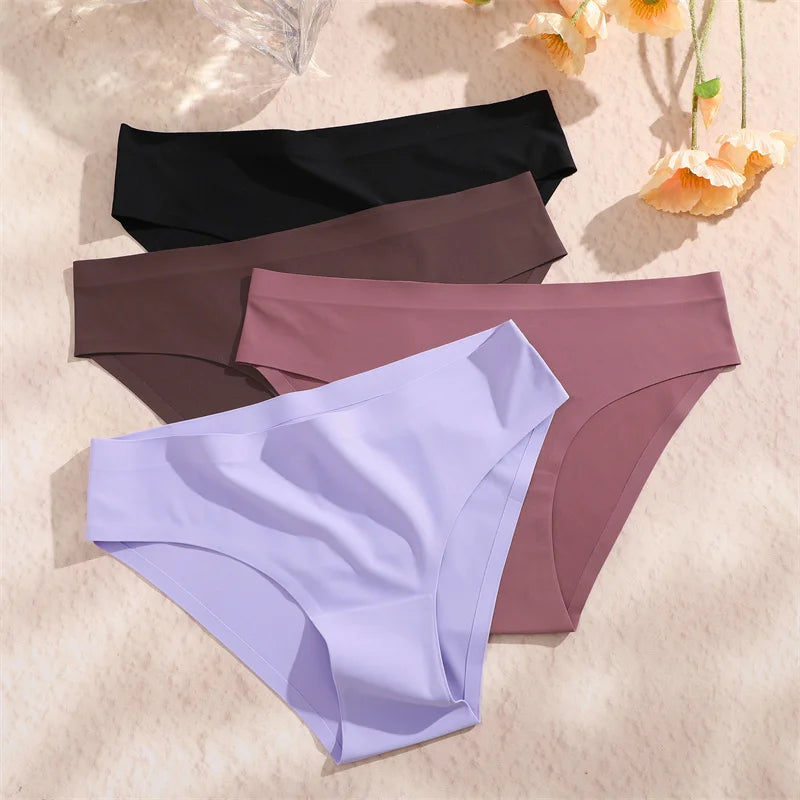 6PCS Women Seamless Panties Ice Silk Ultra Thin soft Low Rise