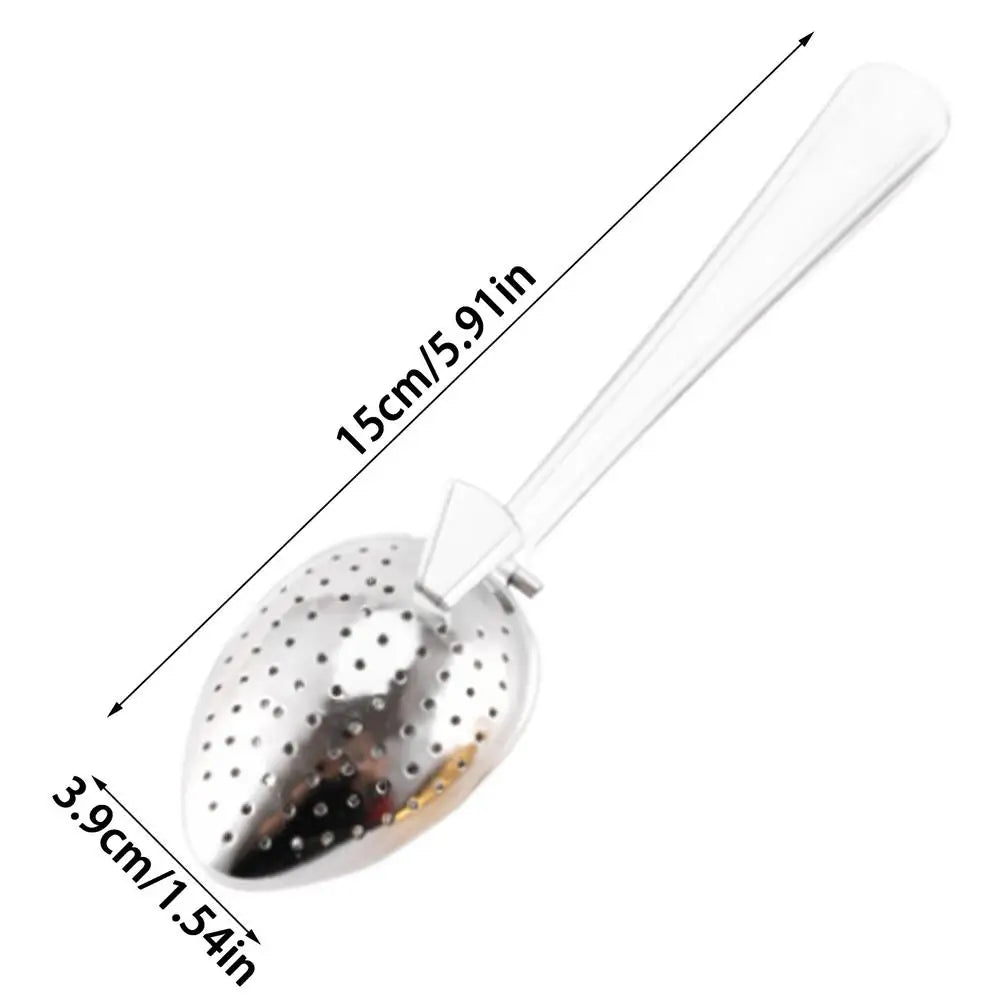 Stainless steel tea diffuser Round egg clip with Long Handle Tea Strainer Spoon Fine pore spacer for filtering tea and coffee