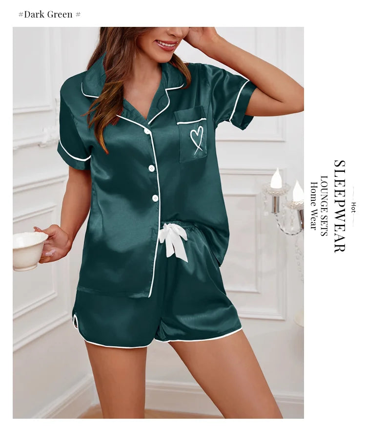 Women's Pajamas Lounge Set Short Sleeve Top & Shorts