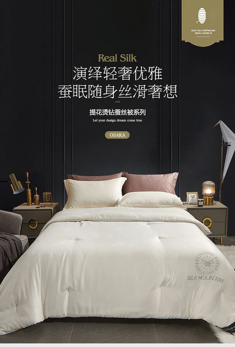 100% Mulberry silk with warm thickened quilt core 5kg winter comforter cotton cover spring autumn home quilt luxury blanket