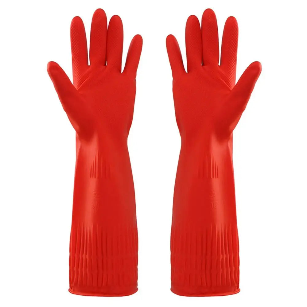 1 Pair Thick Extra Long Heavy Duty Rubber Gloves Thick Waterproof Car Washing Gloves Chemical Resistant Acid Oil Resistant