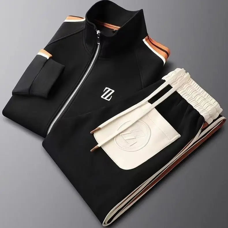 Spring Autumn Fashion Embroidered LOGO Men's Sports and Leisure Jacket Pants 2-pc