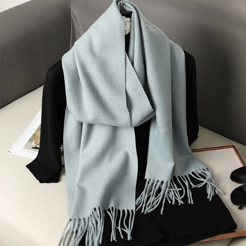Color Solid Women Winter Scarf Warm Thicken Cashmere Shawl