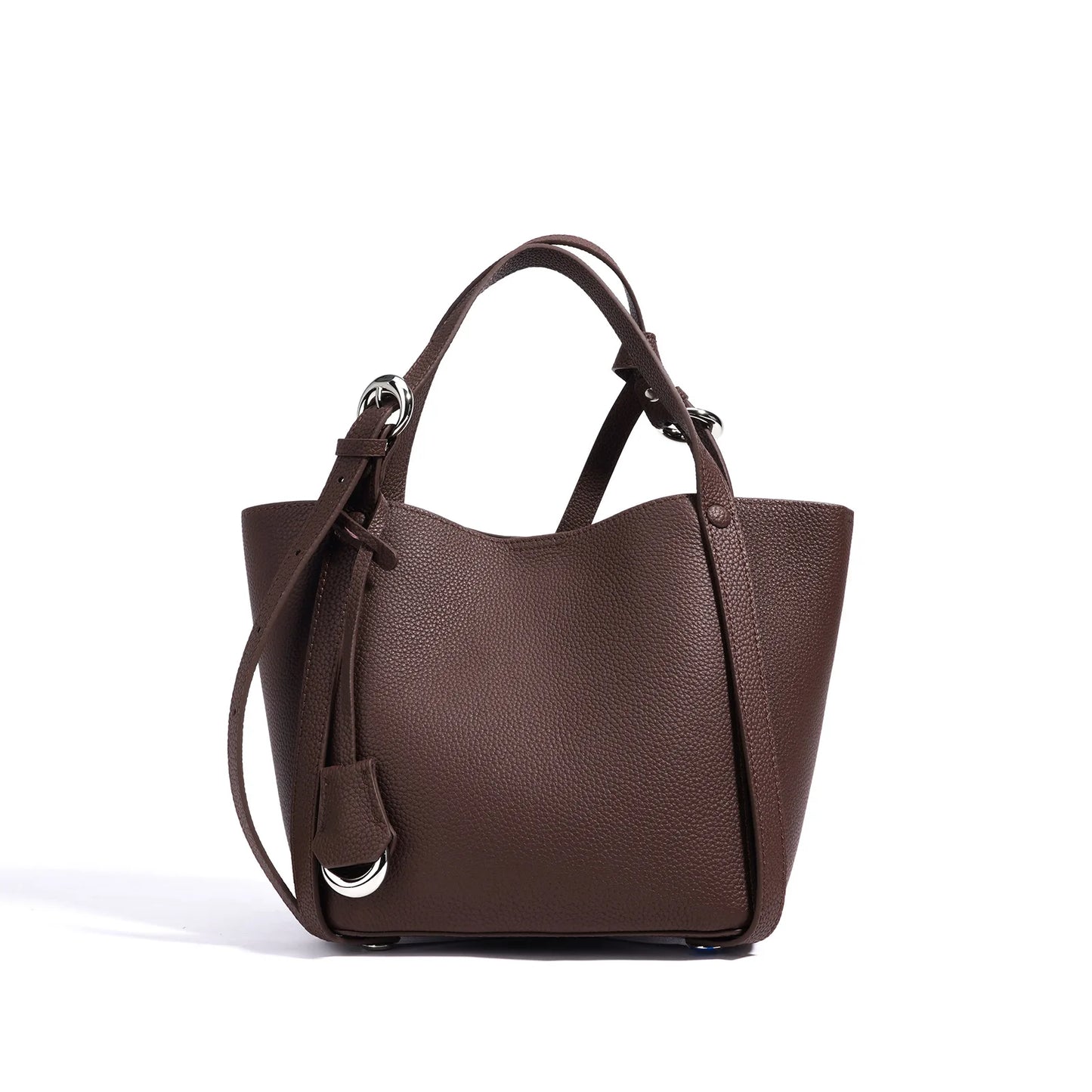 Luxury Genuine Leather Crossbody Shoulder Bag, Cowhide Bag Large Capacity Bucket Handbag