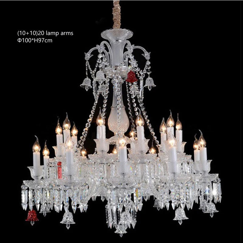 European Crystal Chandelier Living Room Dining Room Bedroom Villa Staircase Lamps White Candle