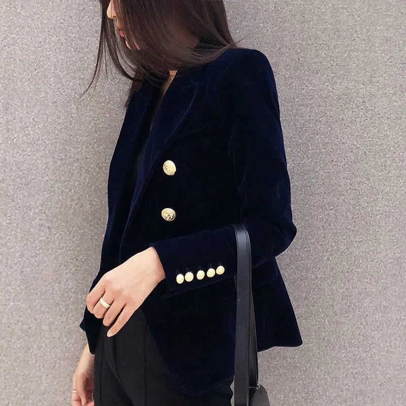 Women Slim Velvet Blazer