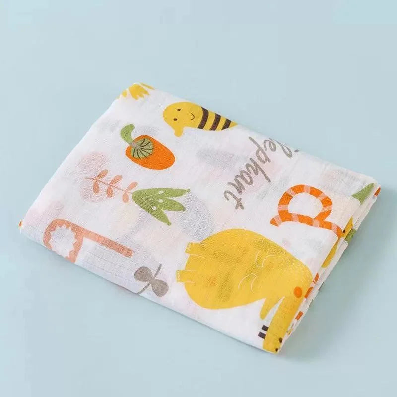 110cm Baby Swaddle Blanket Wrap Burping Clothes Dual Layers Muslin Blankets Boy Girl Organic Soft Cotton