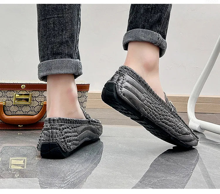 High Quality Luxury Green Snakeskin Leather Men Casual Comfort Lightweight Plus Size 48