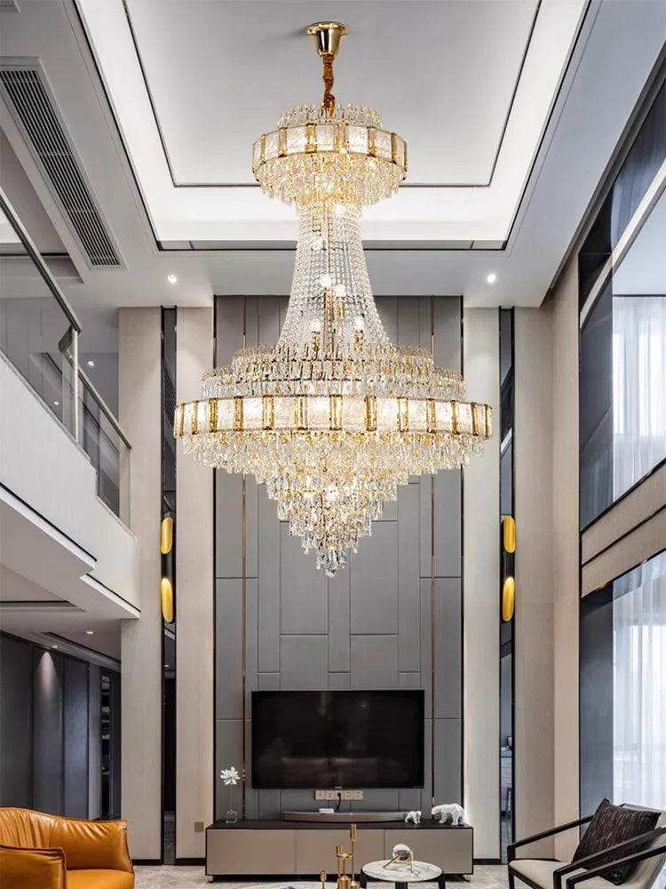 Luxury Gold Large Crystal Chandelier Nordic Home Decoration Led High-end Hanging Lamp