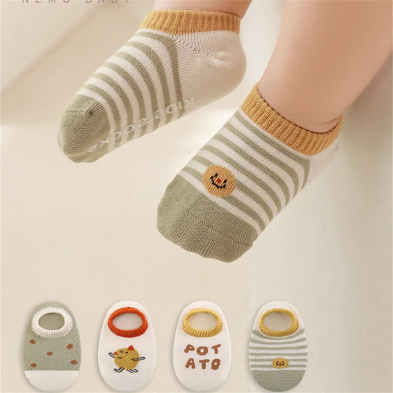 Lawadka Newborn Baby Boat Socks For Girls & Boys 4Pairs/set