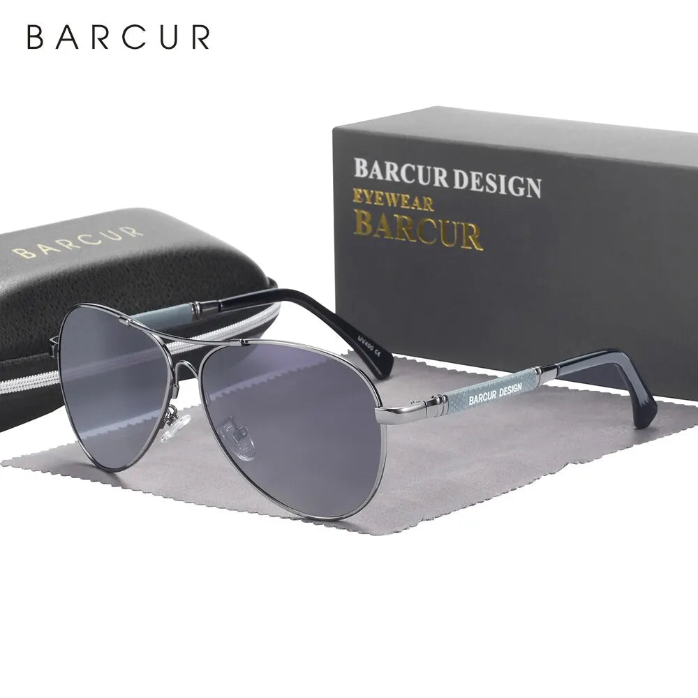 BARCUR Design Frame Sunglasses Polarized For Men Women Pilot Gradient Lens Eyewear Mirror Shades