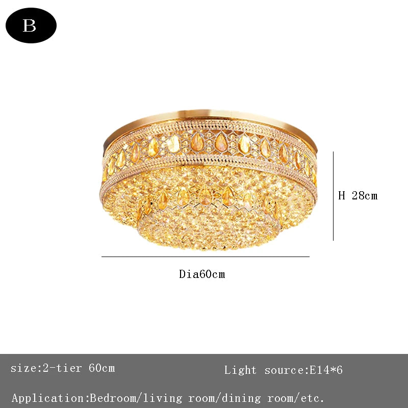 European Large Round Luxury Crystal Ceiling Chandelier