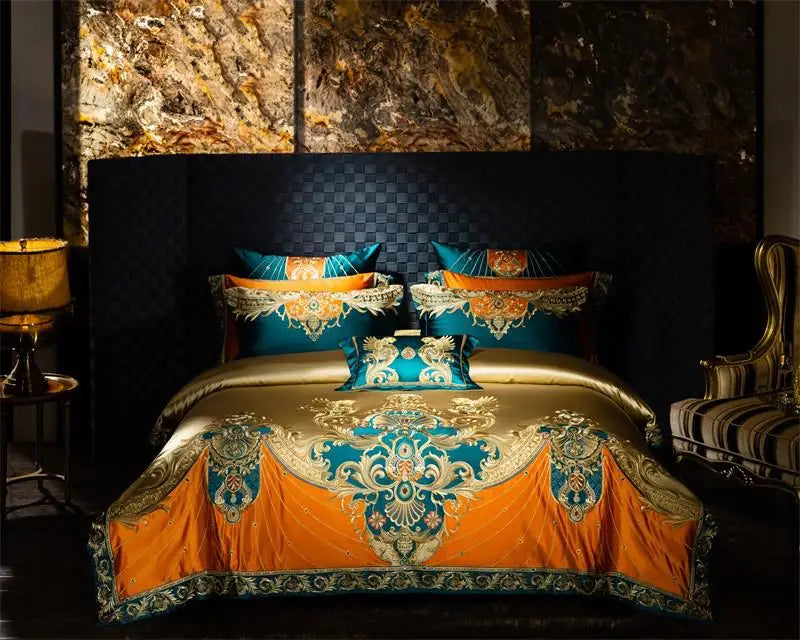 Royal Luxury Bedding Embroidery Duvet Comforter Cover Set 4/6/10Pcs