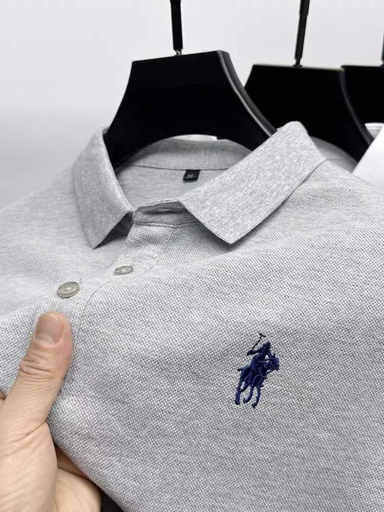 100% Cotton Breathable Short Sleeve Men's T-shirts Men Luxury Embroidery Relaxed POLO Shirt