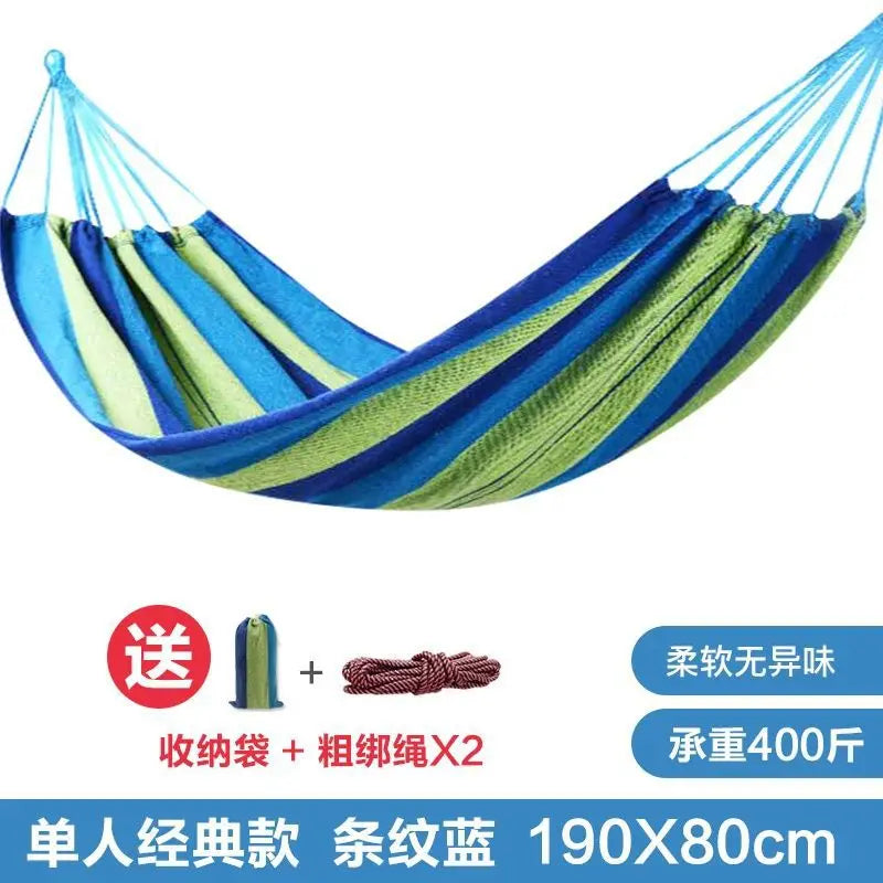 Canvas Single Hammock Outdoor Camping Indoor Children's Swing Thickened Striped