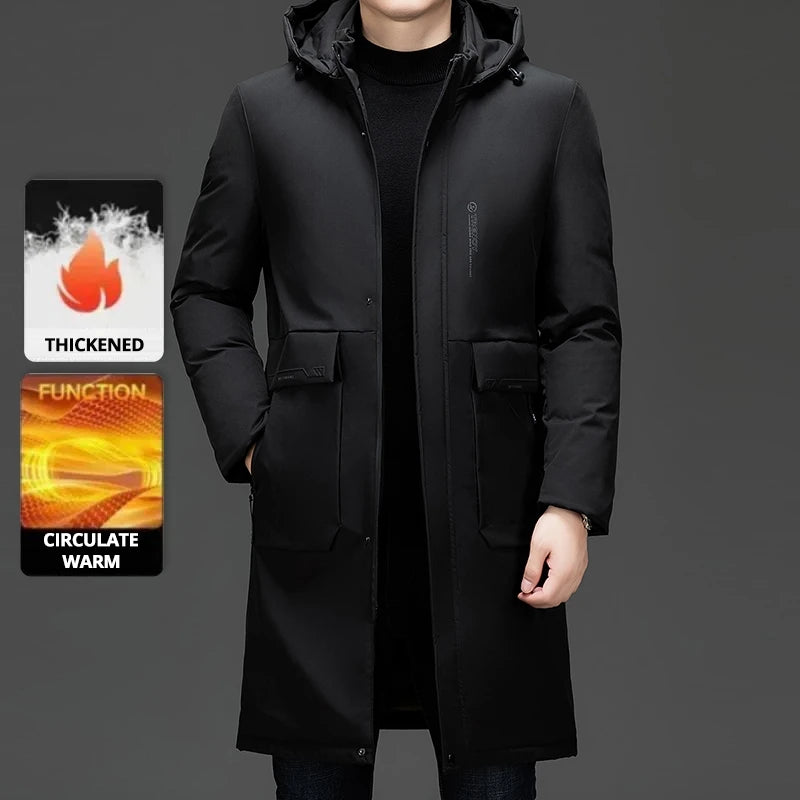Long Thick Winter Hooded Parka Jacket Heavy Windbreaker Outdoor Windproof Coats Outerwear