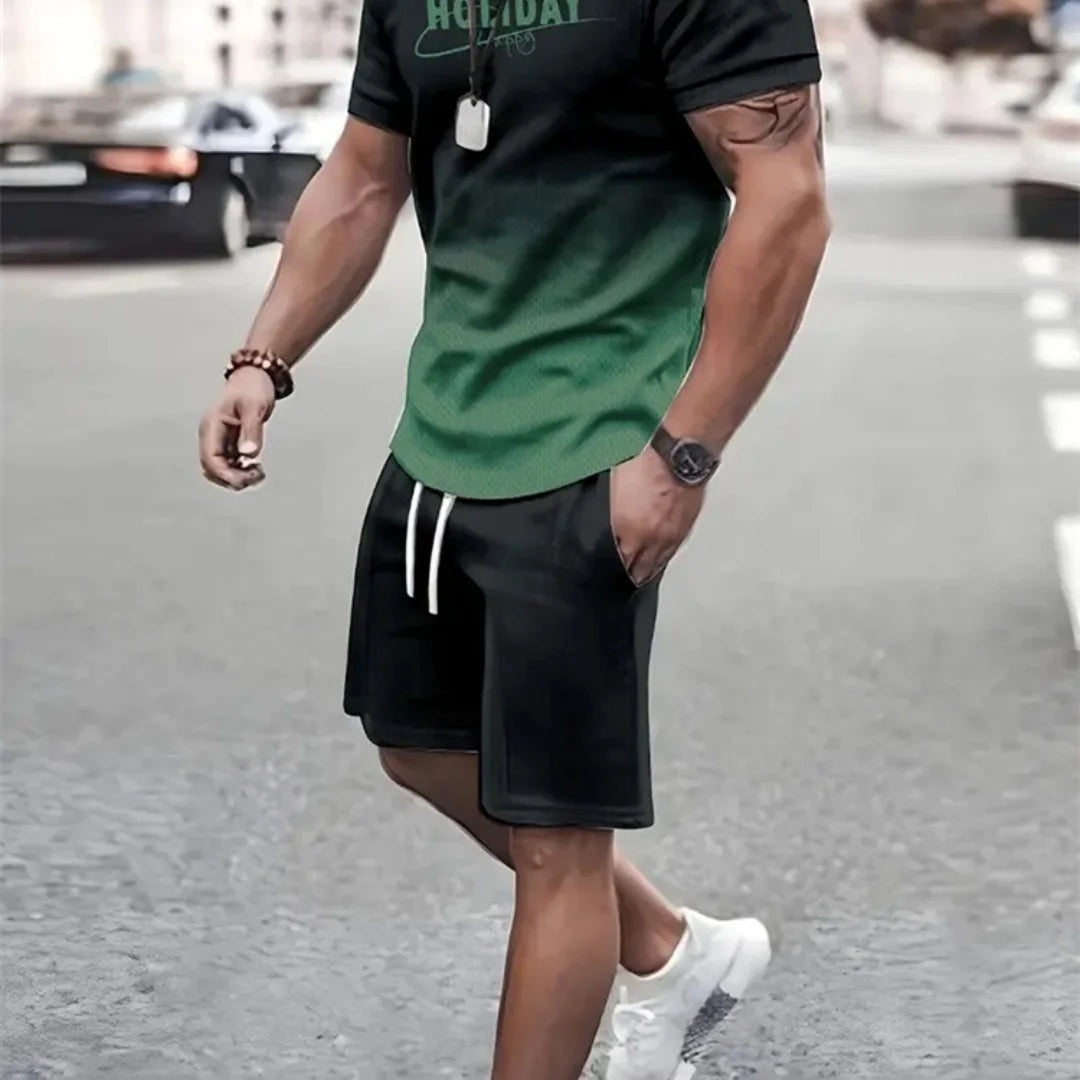 Men's Summer Outfit Short Sleeve T Shirt & Short Set 2 Piece Sportwear 3D Printed