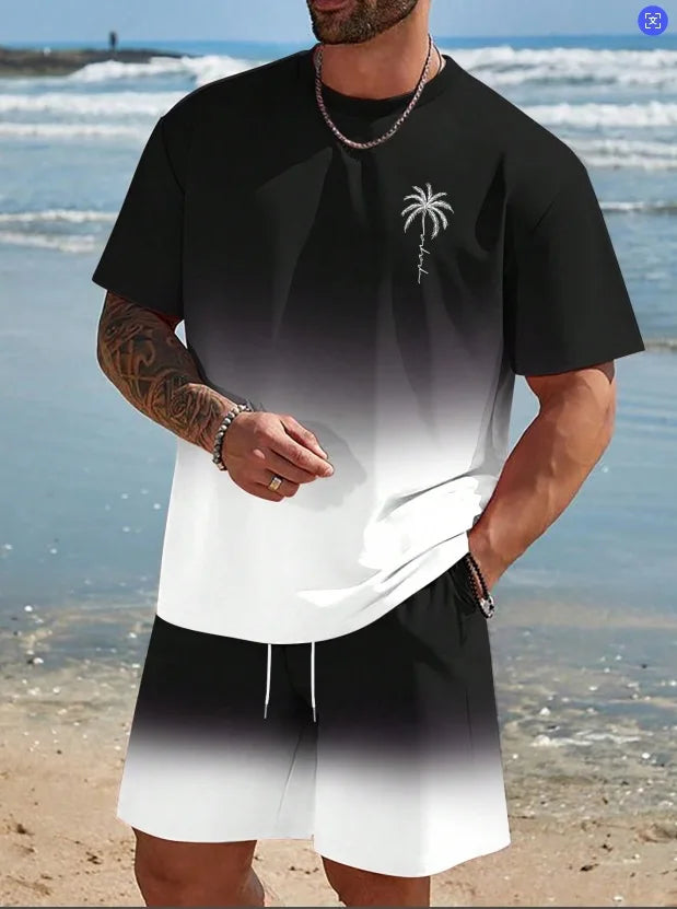 Soft and comfortable Beach Short Sleeved Shirt with Casual Short Set