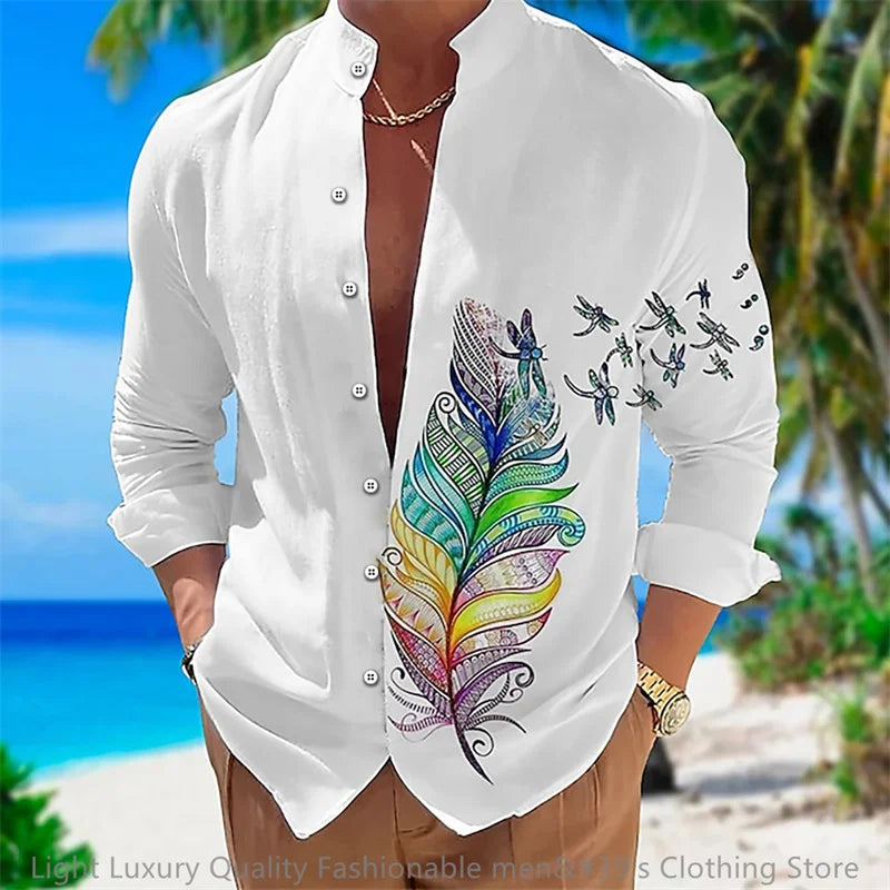 Men's Casual Soft Fabric Shirt Long-sleeved 3D printing XS-6XL